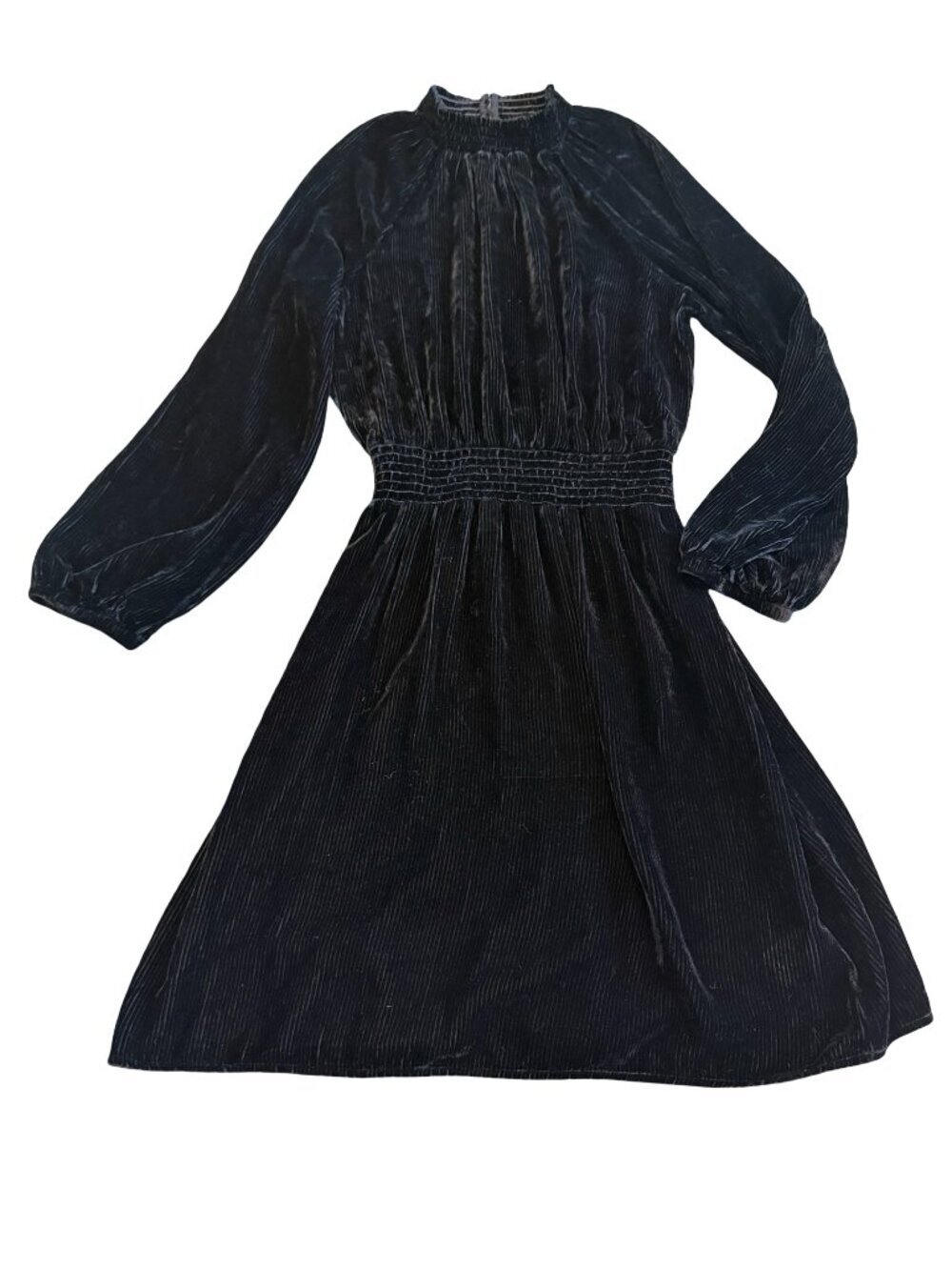 Bella Dahl Black Velvet Long Sleeve Mini Dress Silk Blend Party Size XS NWOT
